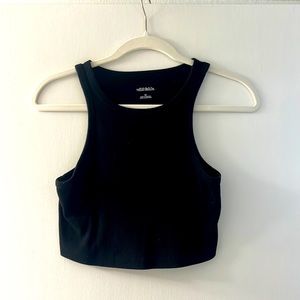 Black ribbed cropped tank top. Size: Medium. Brand: Wild Fable